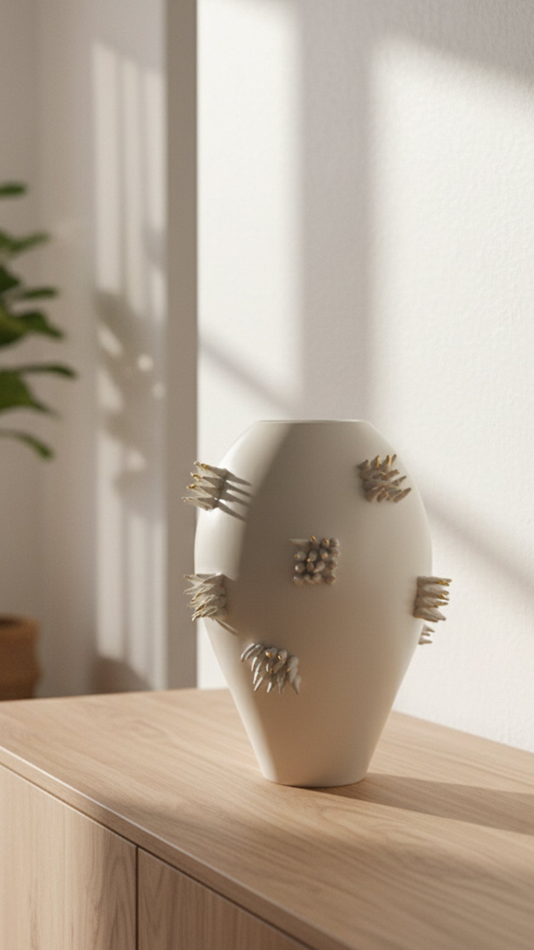 "Anemone" Gold-Tipped Minimal Cluster Ceramic Vase - IDC243-A24