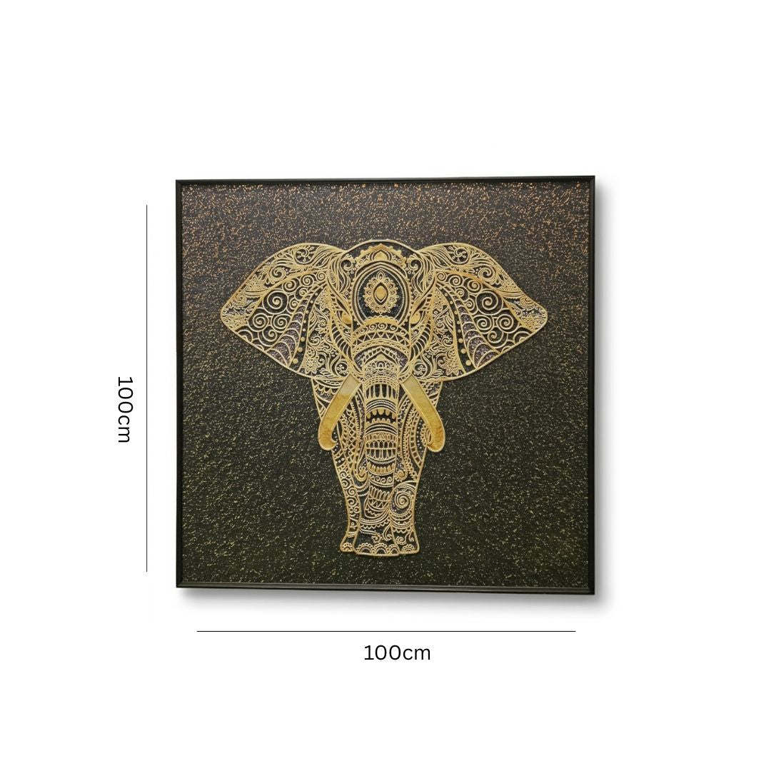 Gold Elephant Mandala Framed Wall Art IDC118-A12