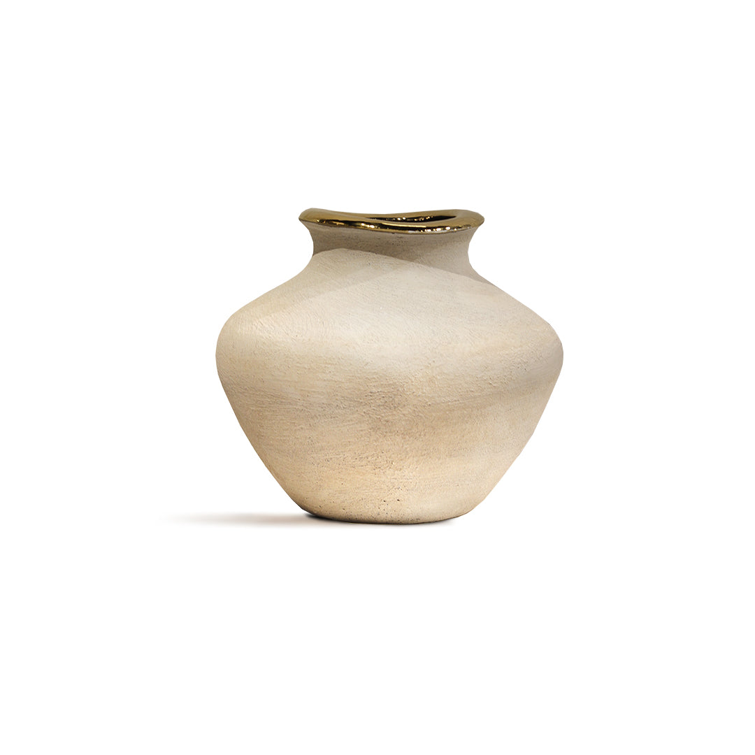 White Ceramic Vases with Gold Rim -IDC179-A60