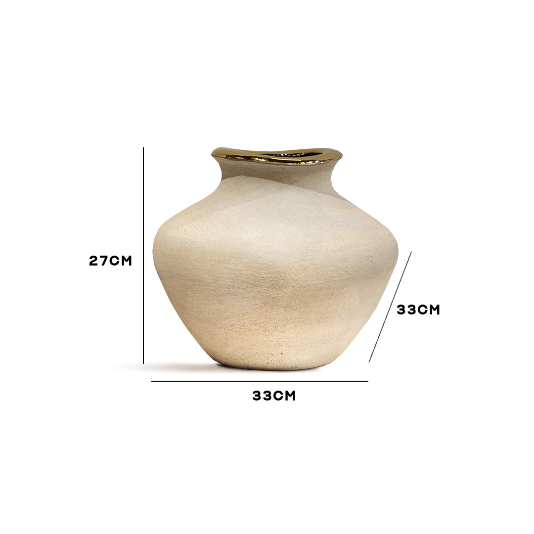 White Ceramic Vases with Gold Rim -IDC179-A60
