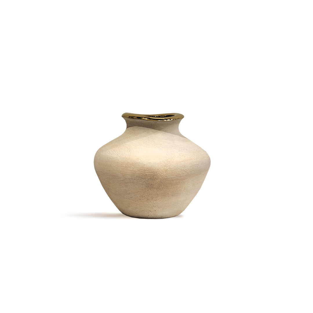 White Ceramic Vases with Gold Rim Small- IDC179-A61