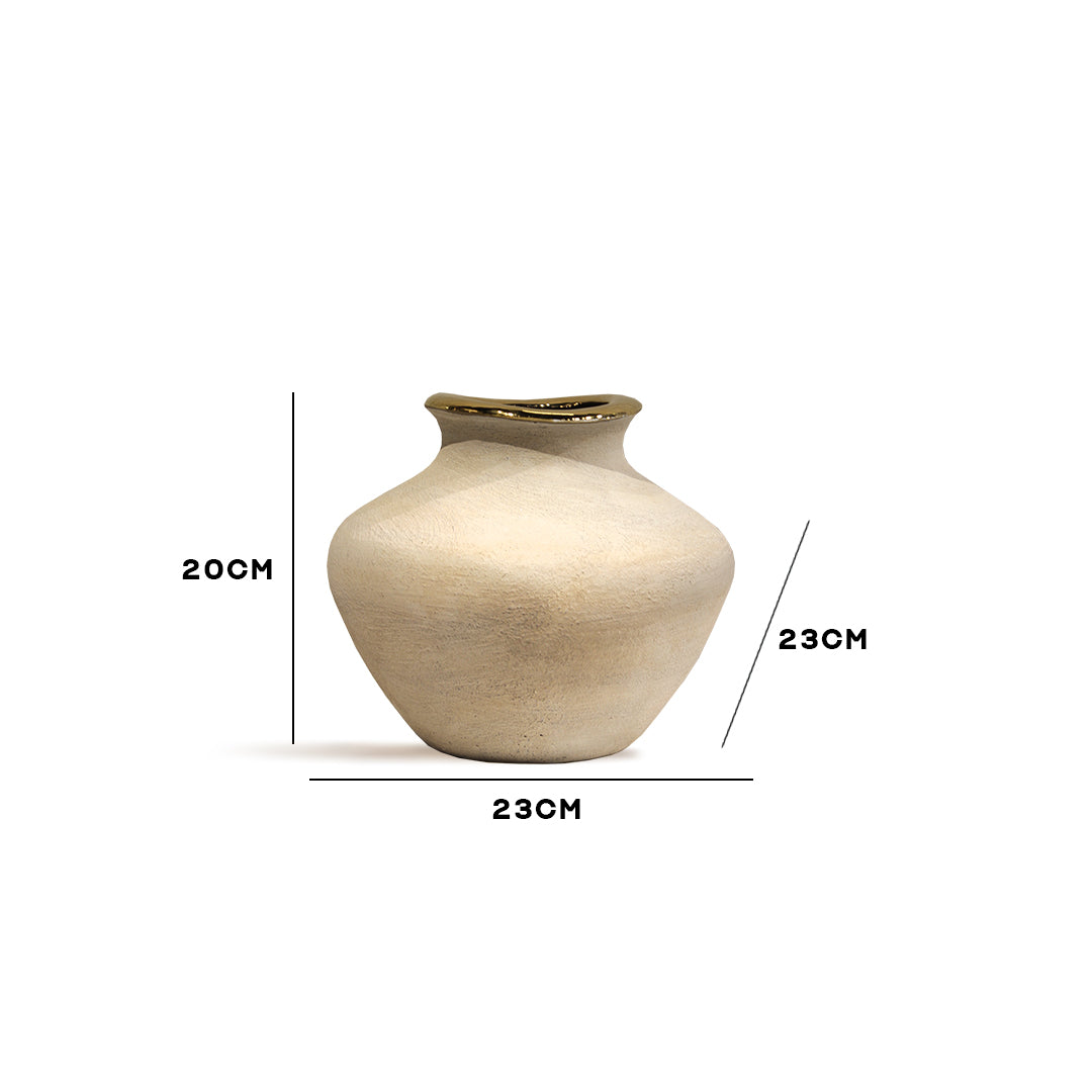 White Ceramic Vases with Gold Rim Small- IDC179-A61