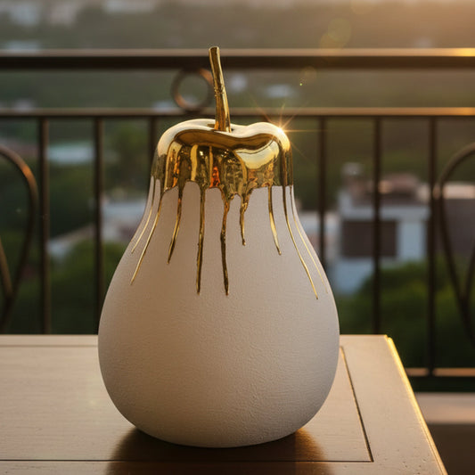 White Pear Accents with Gold Drip Small -IDC179-A65
