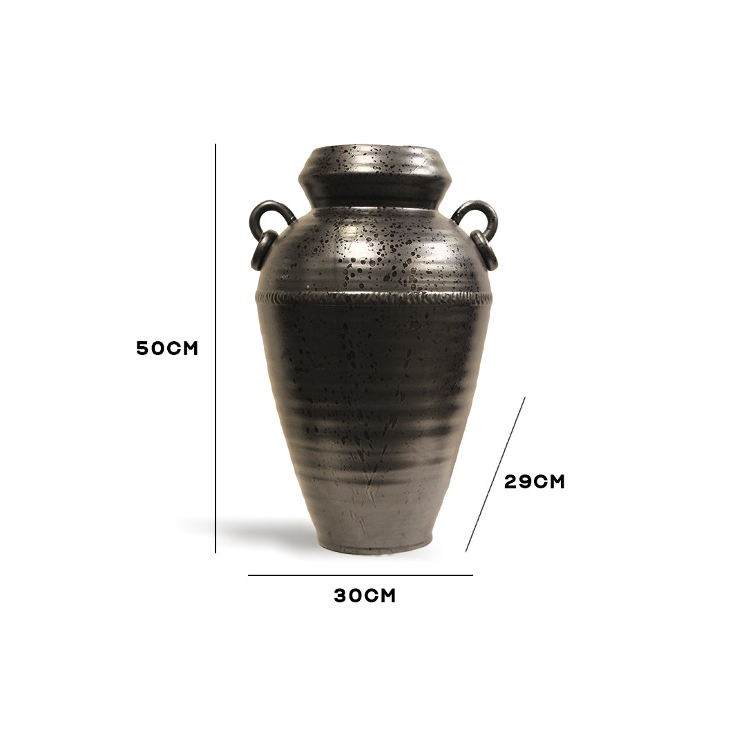 Tall Black Classic Vase with Handles IDC179-A72