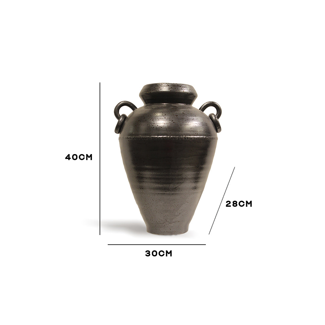 Small Black Classic Vase with Handles IDC179-A73