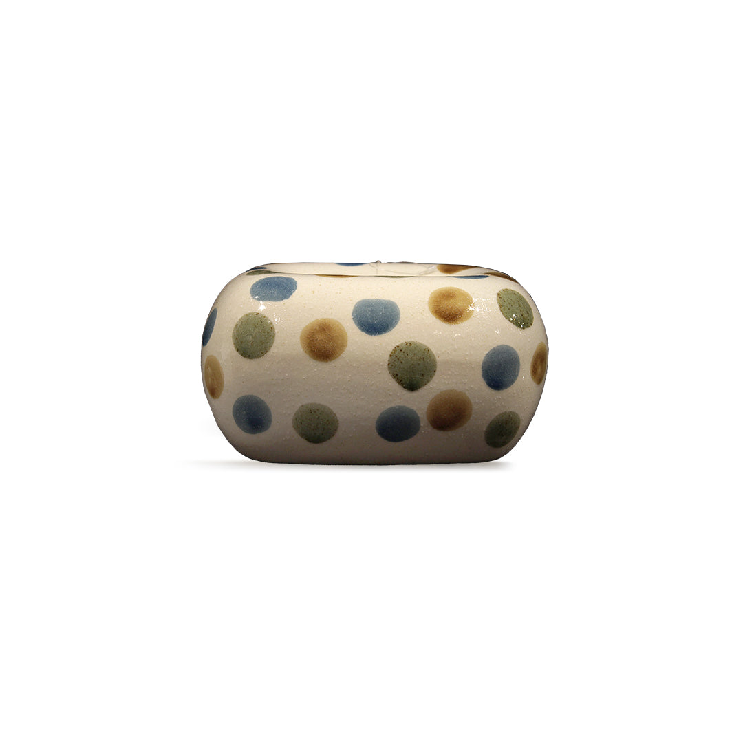 White Ceramic Planter with Blue & Green Dots IDC179-A74
