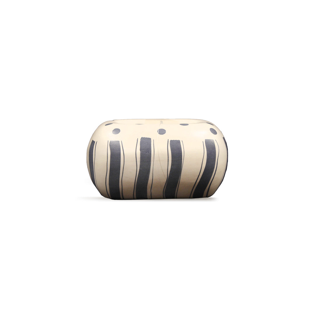 White Ceramic Planter with Stripes IDC179-A75