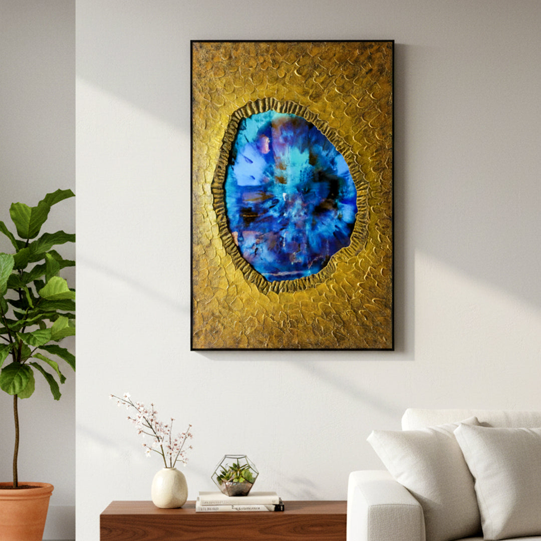 Abstract Blue & Gold Wall Frame IDC240-A10