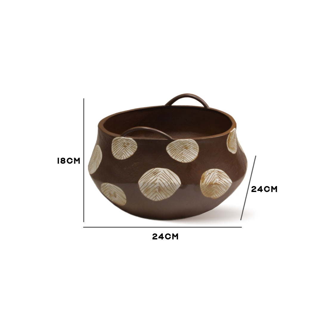"Cocoa Dot" Artisan Bowl with Handles IDC243-A25