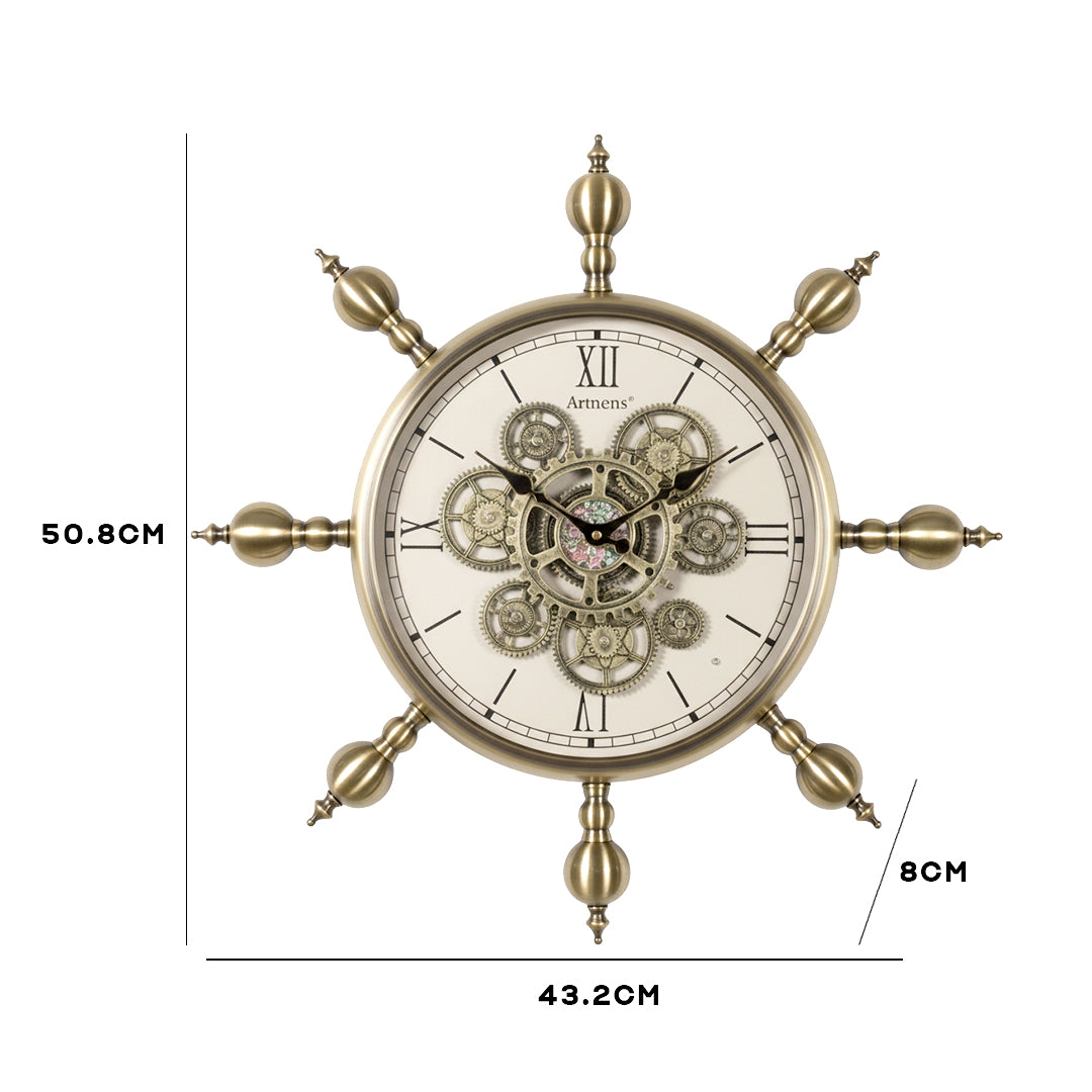 Brass Ship's Wheel Wall Clock IDC214-A21