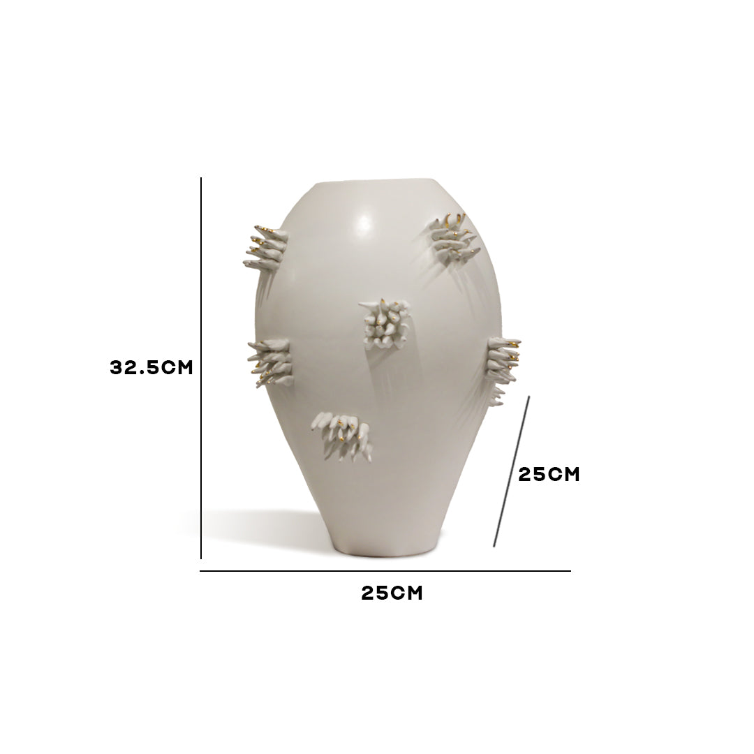 "Anemone" Gold-Tipped Minimal Cluster Ceramic Vase - IDC243-A24