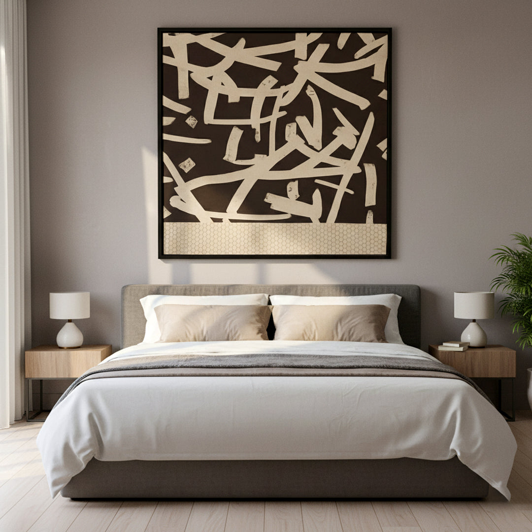 White Strokes Black and White Wall Art ID22-323