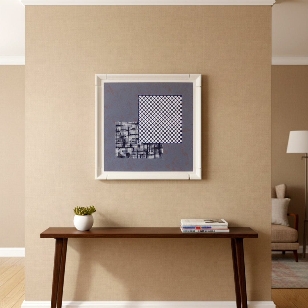 Blue Checkered Abstract Wall Art ID22-316