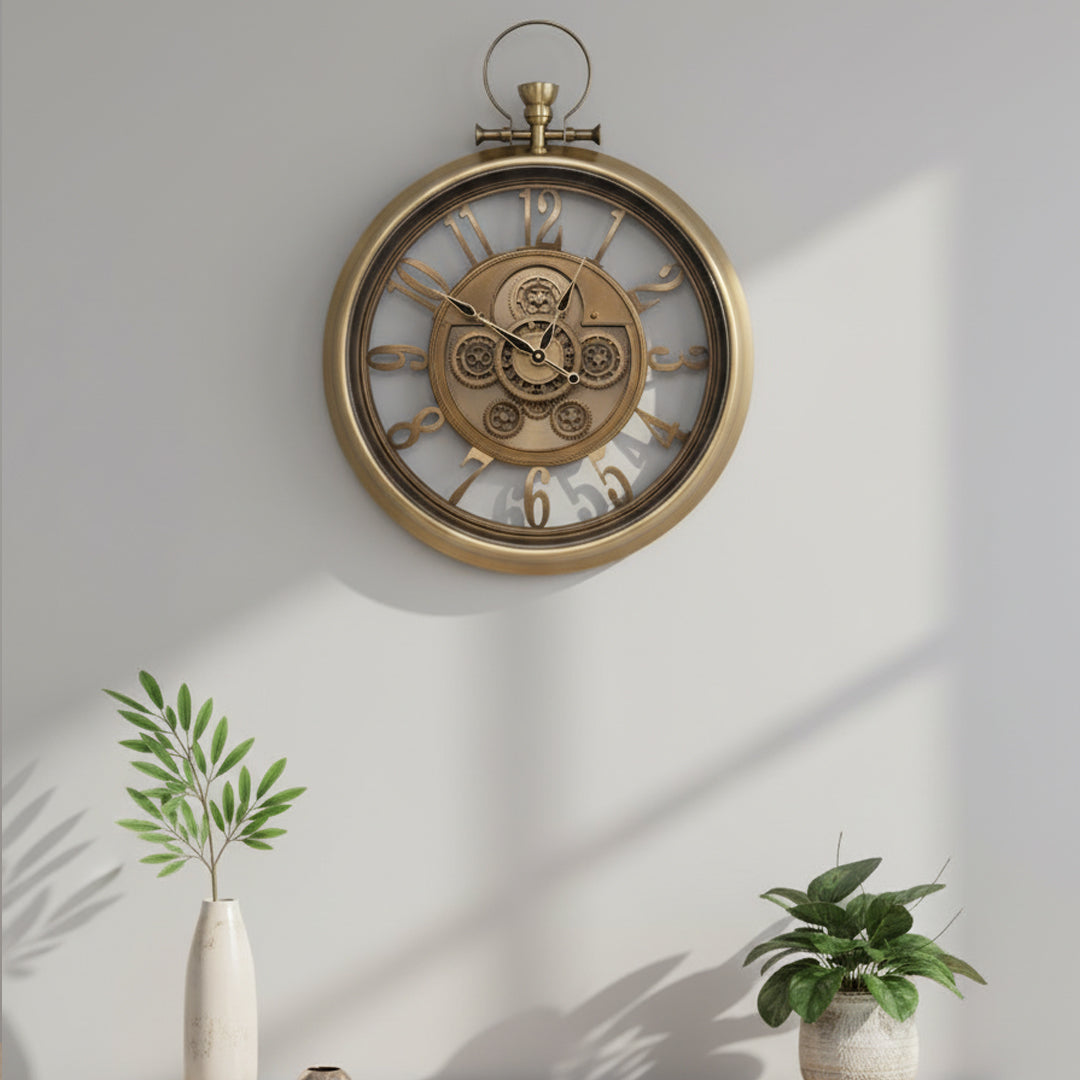 Classic Pocket Watch Style - Hanging Wall Clock - Gold IDC214-A17