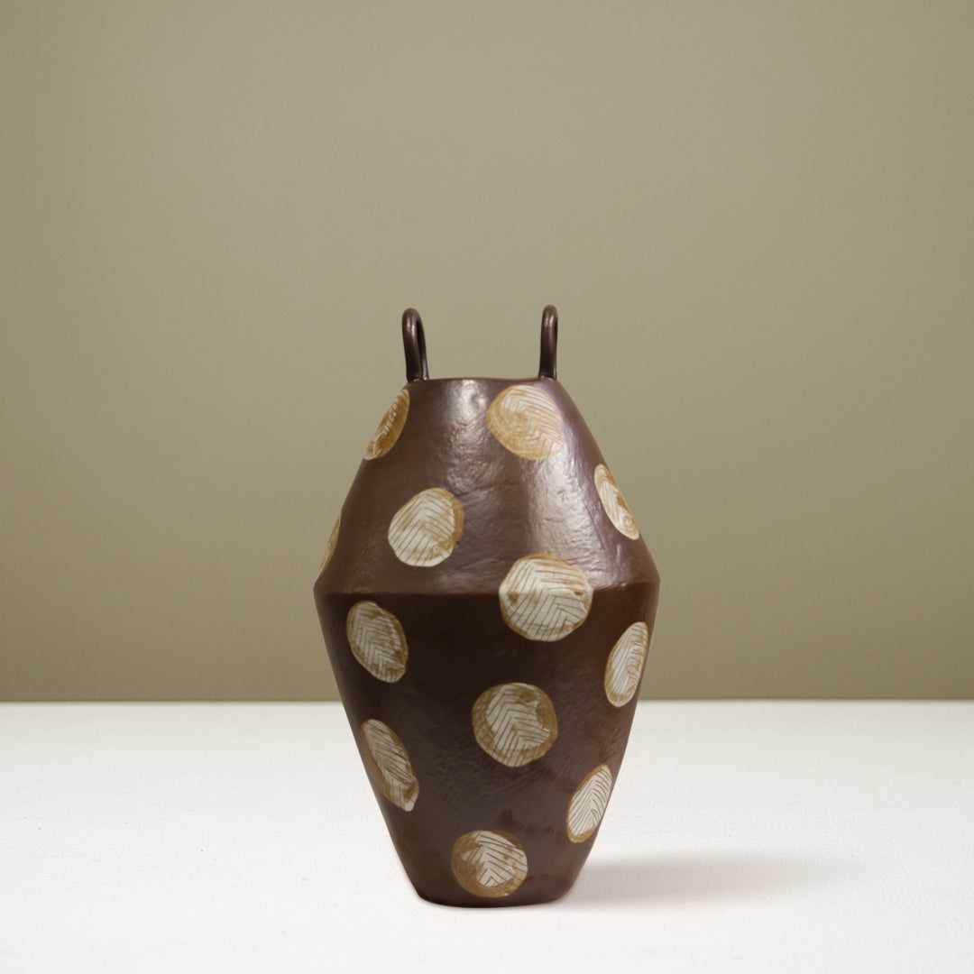 "Cocoa Dot" Geometric Ceramic Vase IDC243-A27