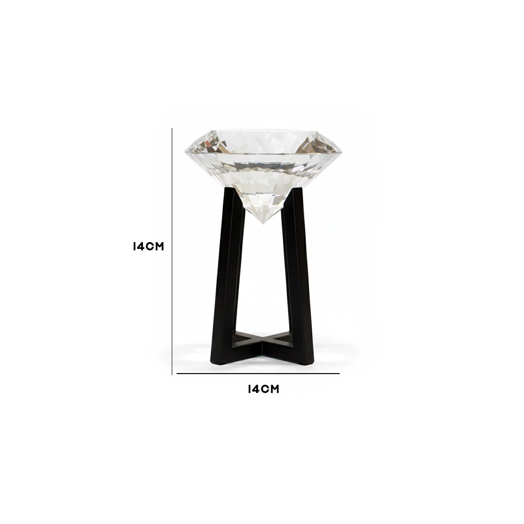 Diamond Crystal Bowl Showpiece on Black Stand IDC136-A34