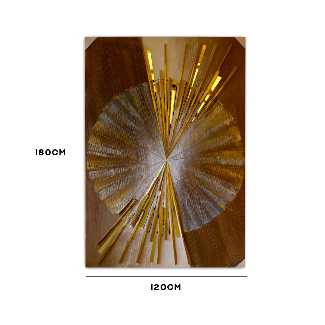 Golden Radiance: Sunburst Abstract Wall Frame IDC121-A1