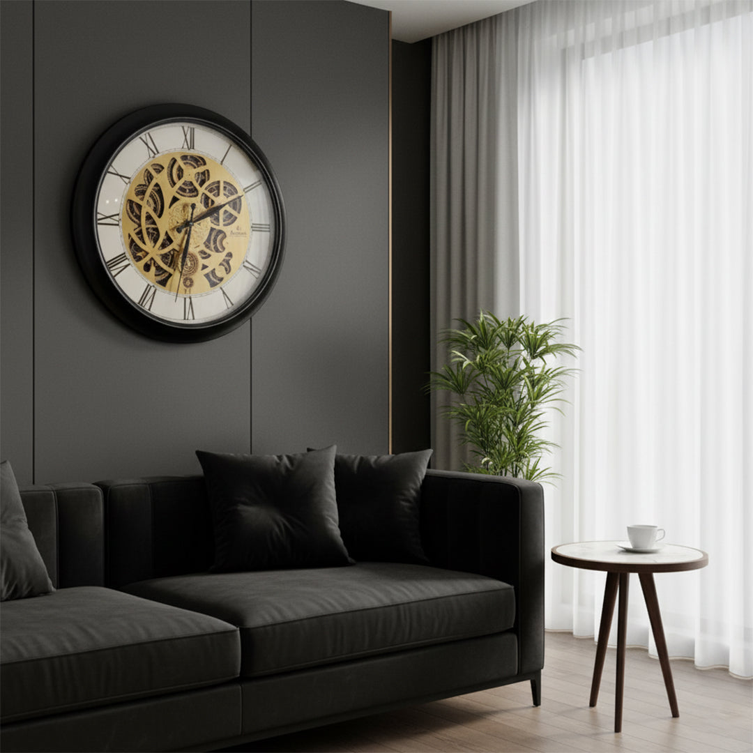 Modern Skeleton Wall Clock - Black IDC214-A13