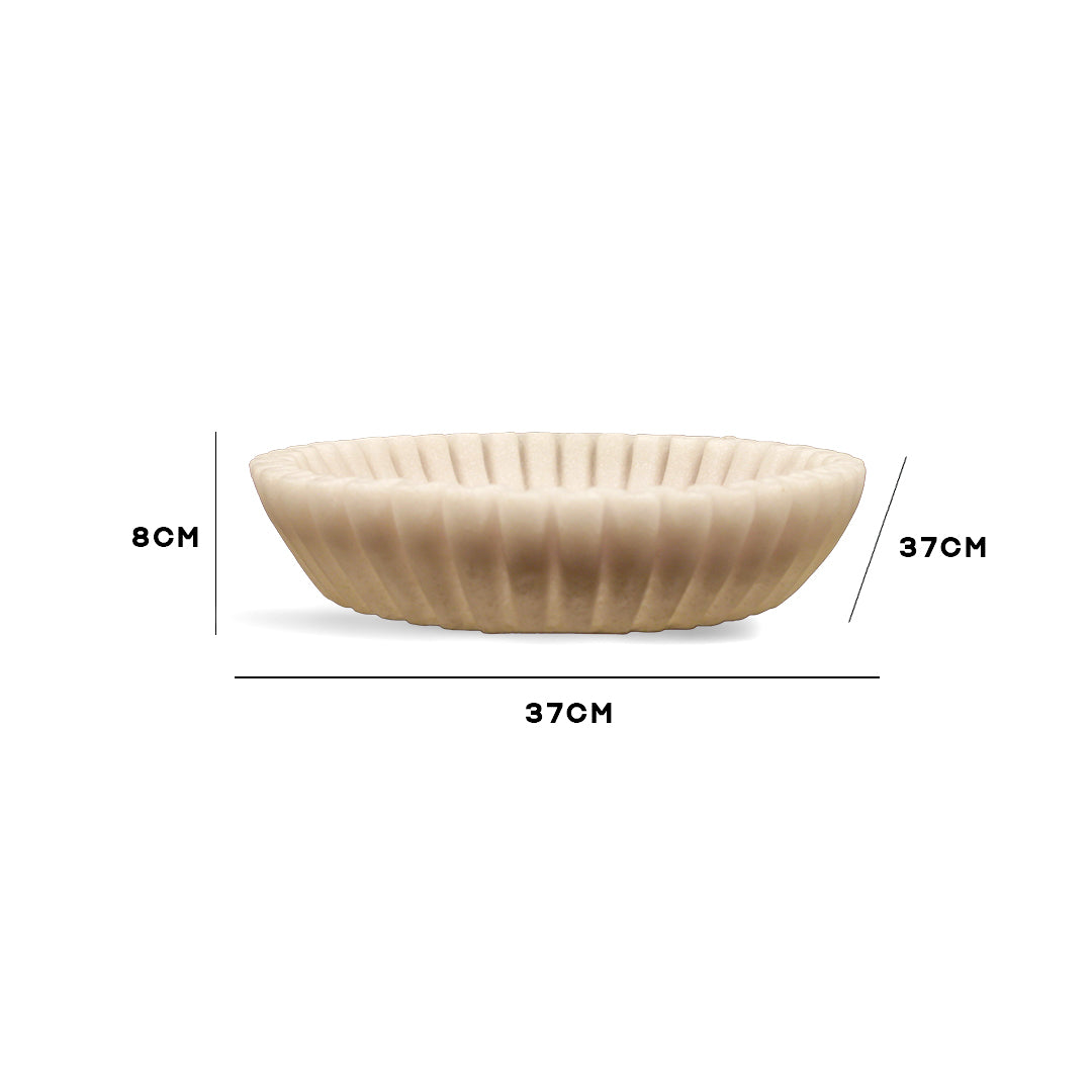 Pleated White Ceramic Platter Centerpiece IDC232-A5
