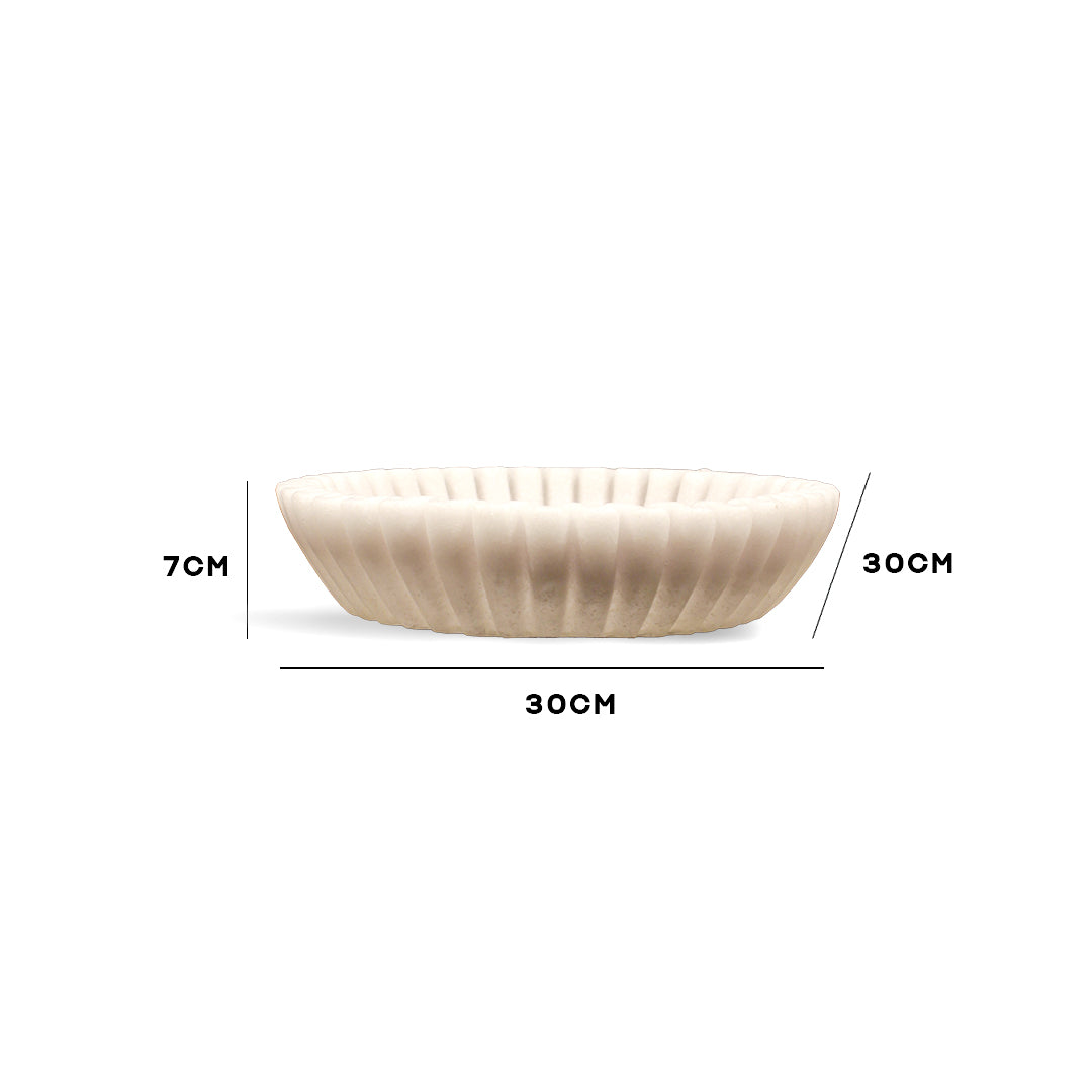 Pleated White Ceramic Platter Centerpiece IDC232-A6