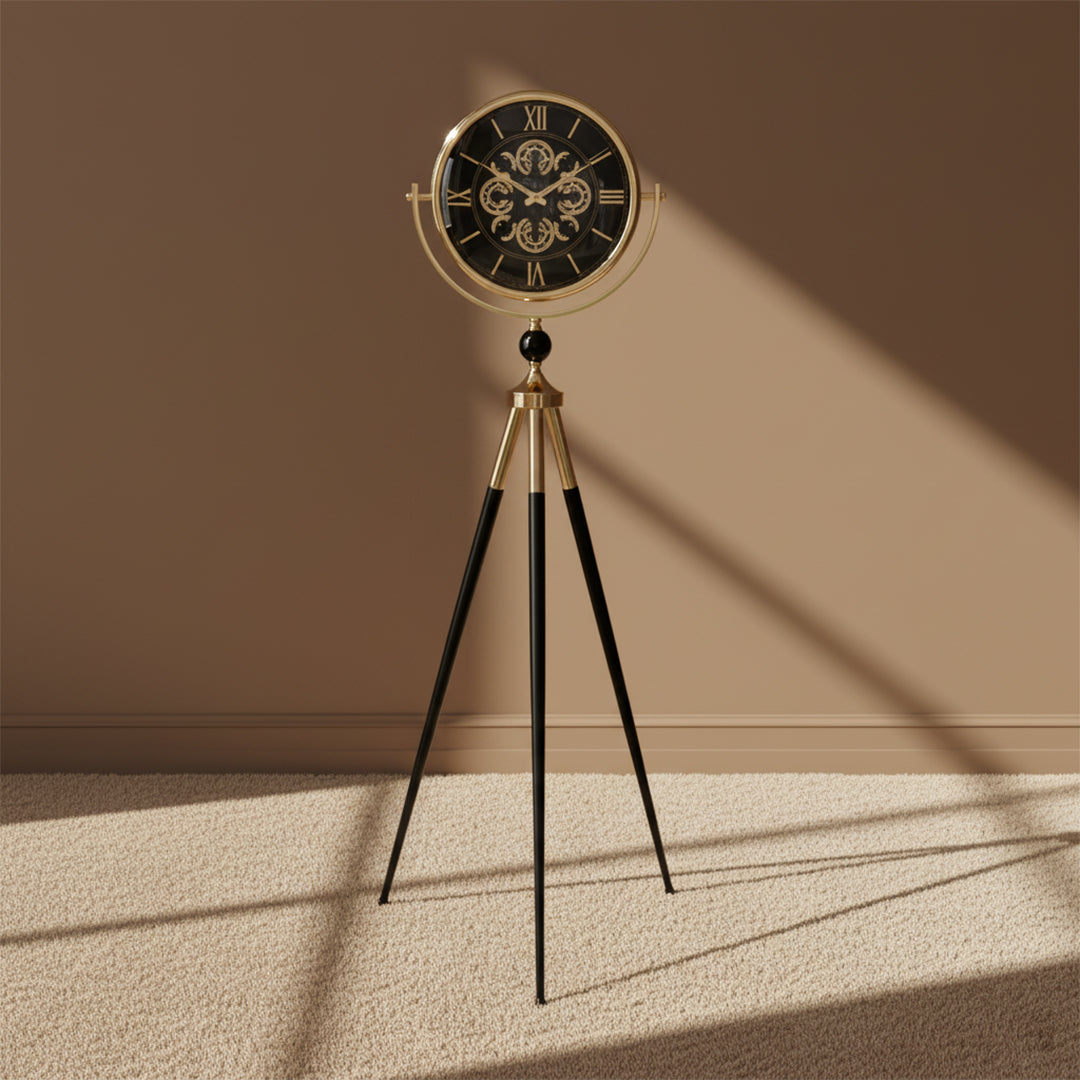 Vintage Style Tripod Floor Clock - Black IDC214-A33