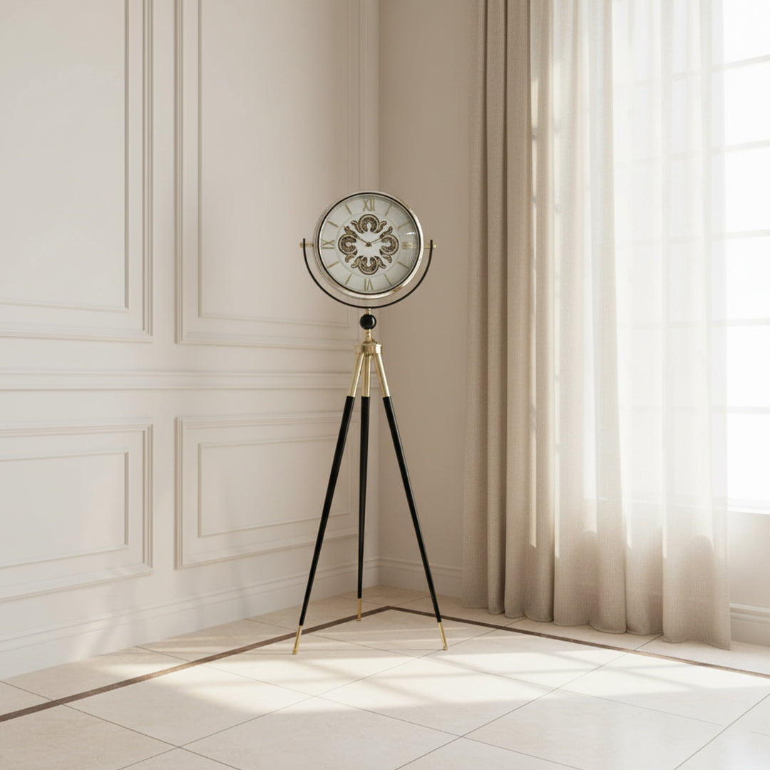 Vintage Style Tripod Floor Clock - Marble White IDC214-A32