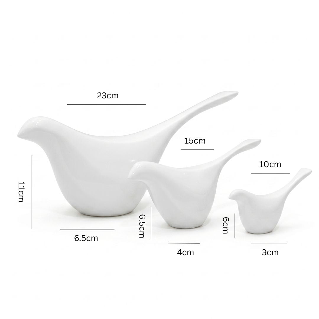 Minimalist White Bird Figurine Set Showpiece IDC71-A199