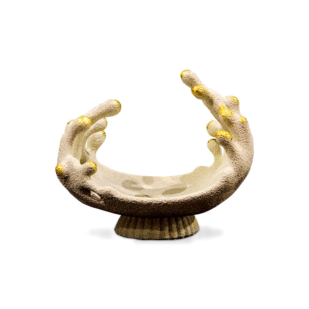 White Ceramic Showpiece with Gold Accents IDC232-A1