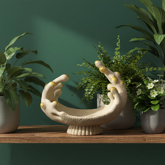 White Ceramic Showpiece with Gold Accents IDC232-A1