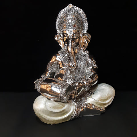 Silver Ganesha - Dholak ID9-59