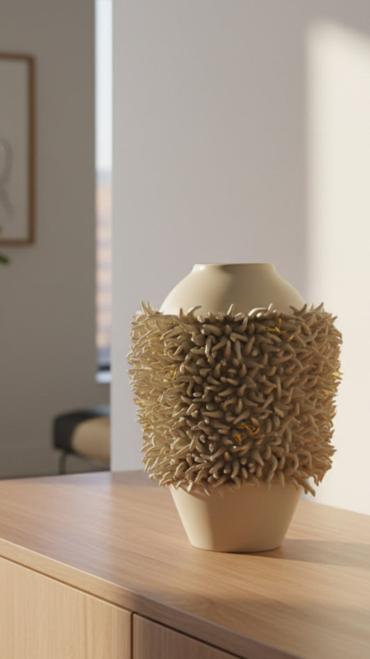"Anemone" Gold-Tipped Cluster Ceramic Vase Collection - IDC243-A23