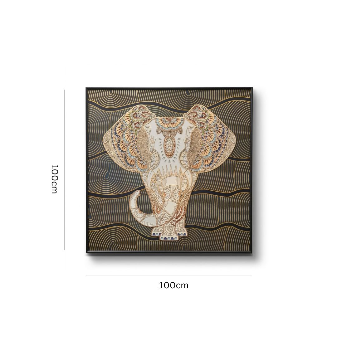 Elephant Motif Framed Wall Art IDC118-A10