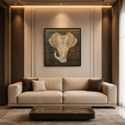Elephant Motif Framed Wall Art IDC118-A10