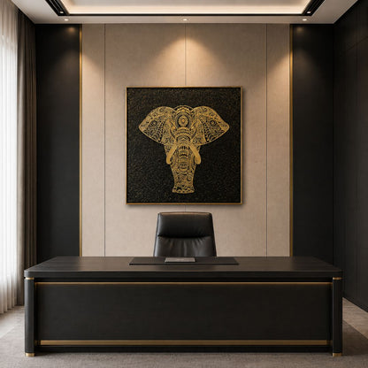 Gold Elephant Mandala Framed Wall Art IDC118-A12