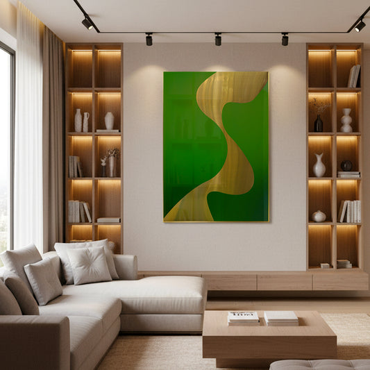 Abstract Green and Gold Wall Frame IDC170-A148