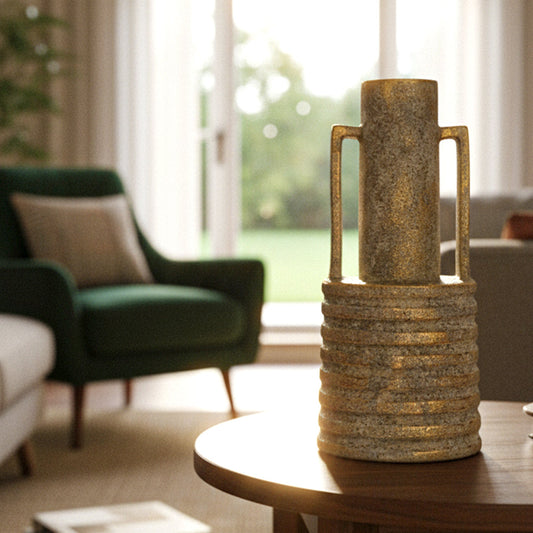 Stone Finish Double Handle Vase Large IDC179-A54