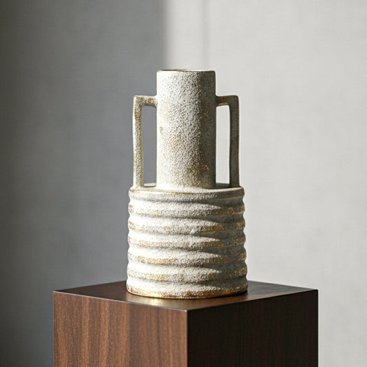 Stone Finish Double Handle Vase Small  IDC179-A55