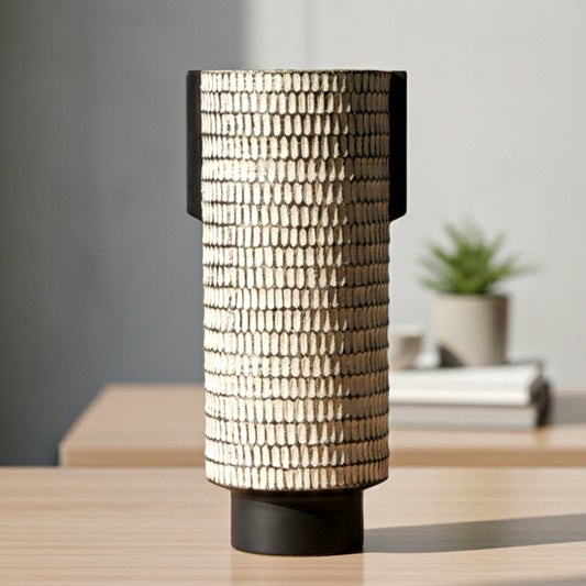 Black & White Checkered Textured Vase - LargeShowpiece IDC179-A56