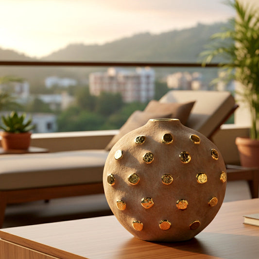 Ceramic Vase with Golden Studs - IDC179-A58