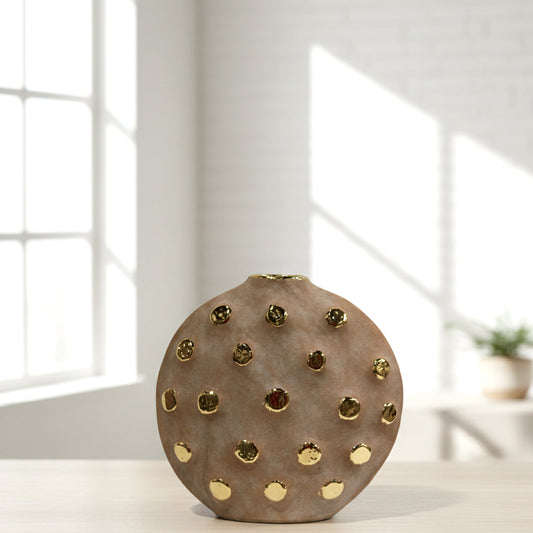 Ceramic Vase with Golden Studs Small - IDC179-A59