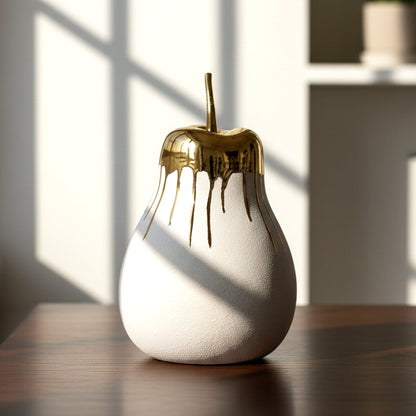 White Pear Accents with Gold Drip Large Showpiece IDC179-A64
