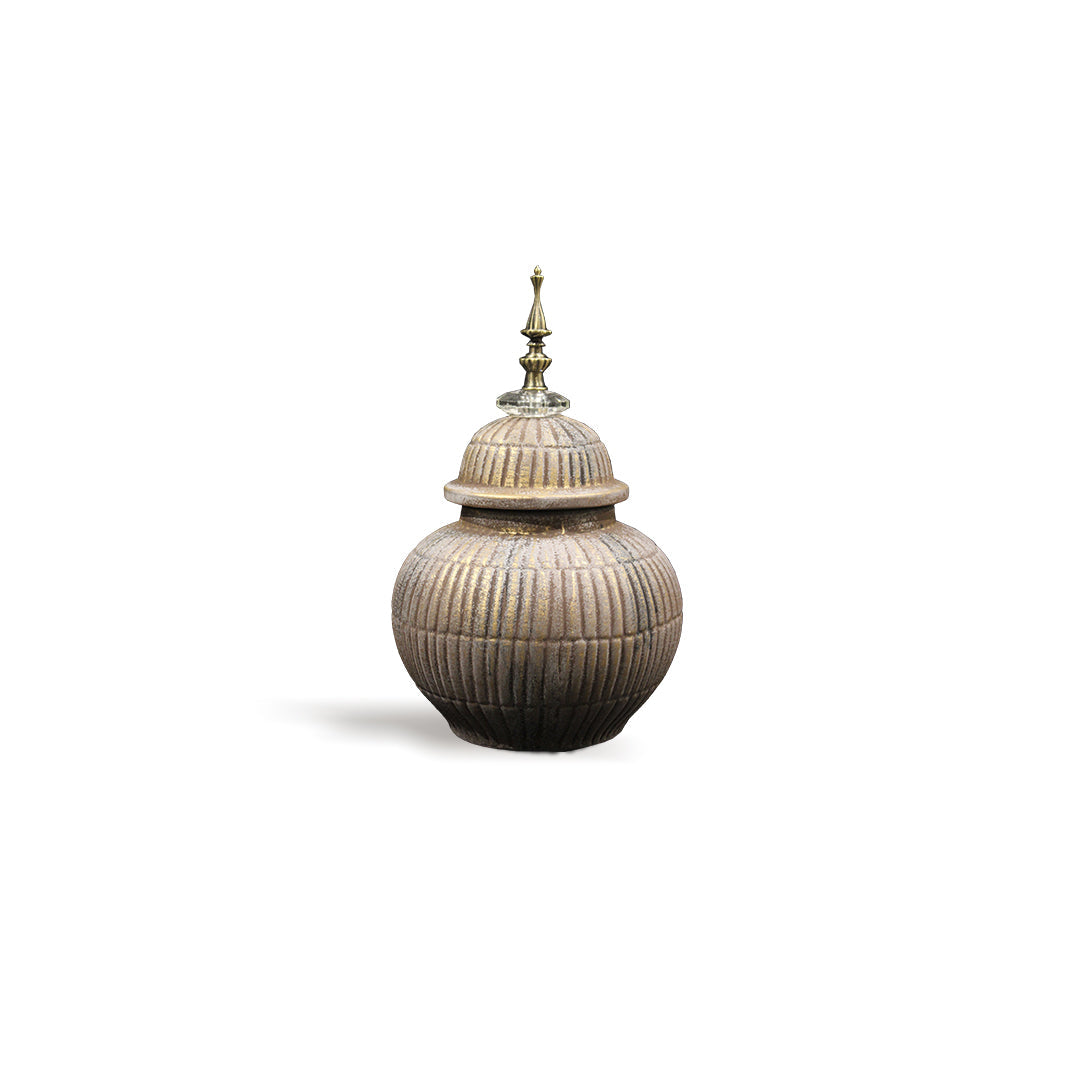 Small Silver Textured Jar with Lid  Showpiece IDC179-A71