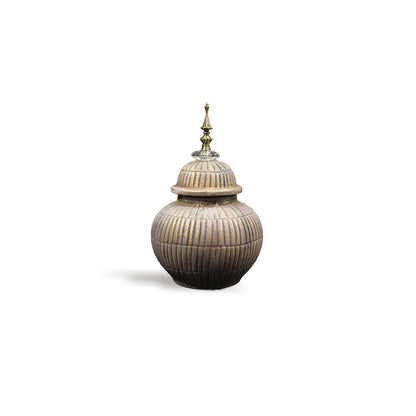 Small Silver Textured Jar with Lid  Showpiece IDC179-A71