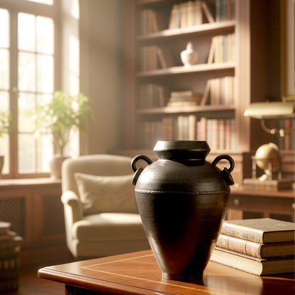 Small Black Classic Vase with Handles IDC179-A73