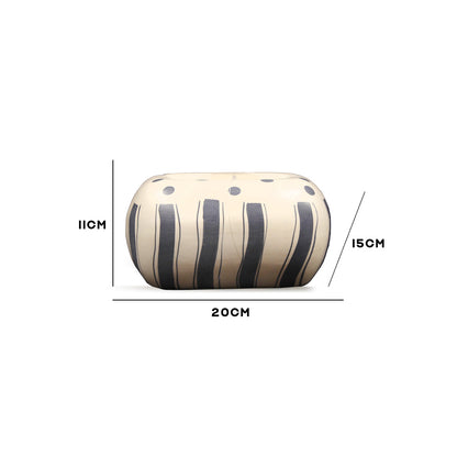 White Ceramic Planter with Stripes IDC179-A75