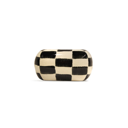White and Black Checkered Ceramic Planter with Multicolor Gold Polka Dots IDC179-A76