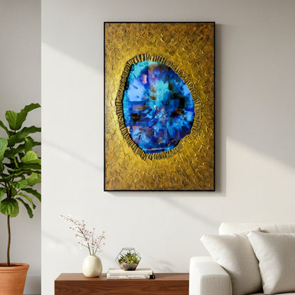 Abstract Blue & Gold Wall Frame IDC240-A10