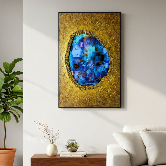 Abstract Blue & Gold Wall Frame IDC240-A10