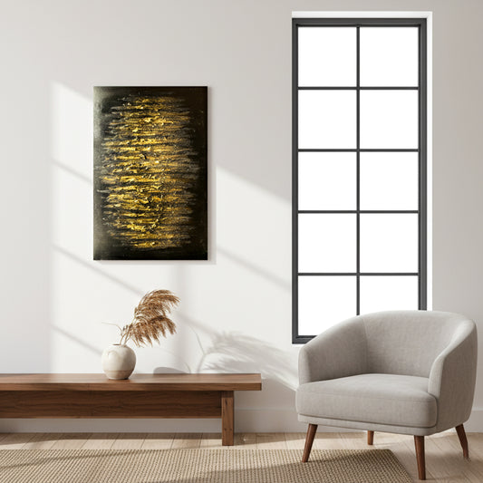 Black & Gold Abstract Textured Wall Frame IDC240-A7