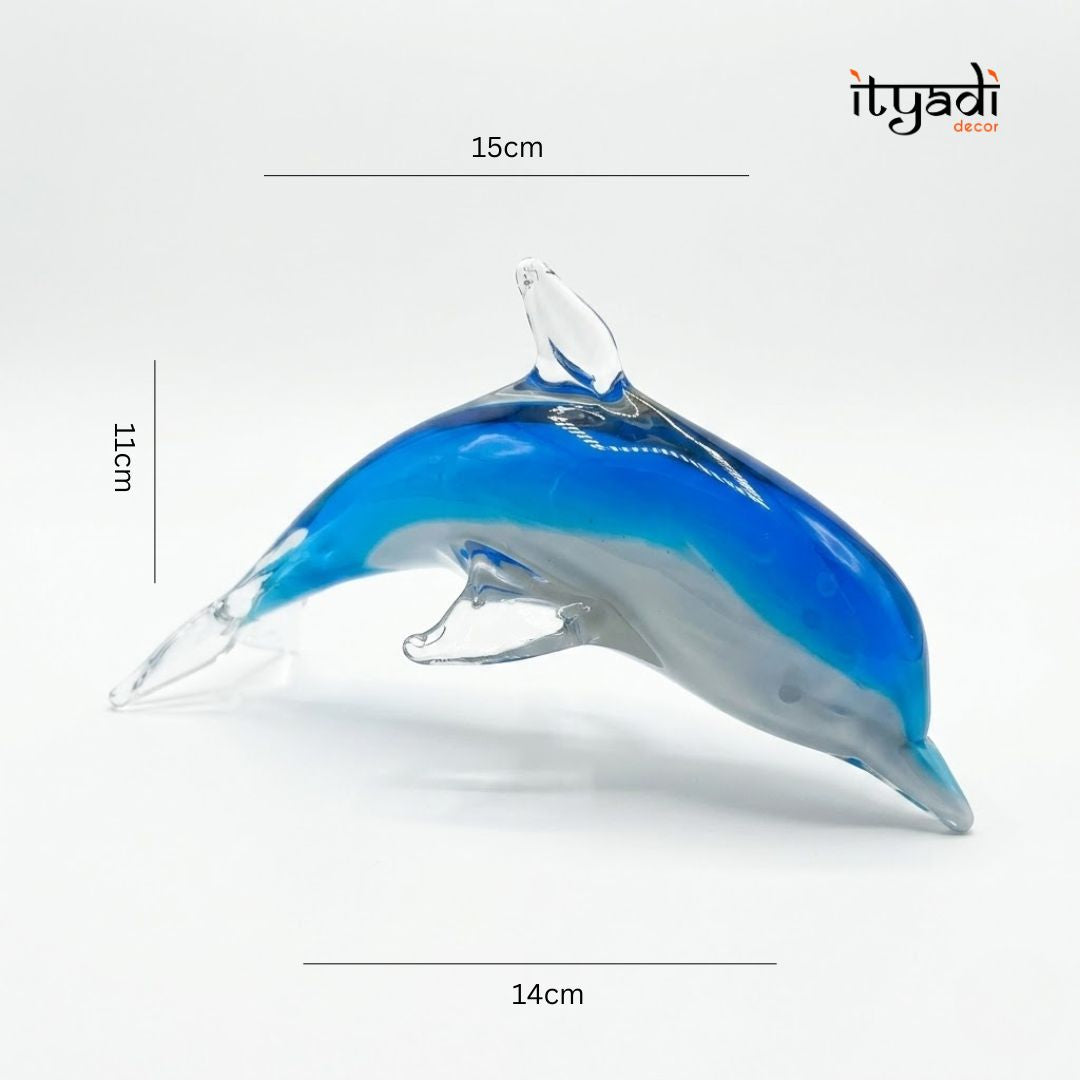 Blue Glass Dolphin Showpiece IDC67-A186